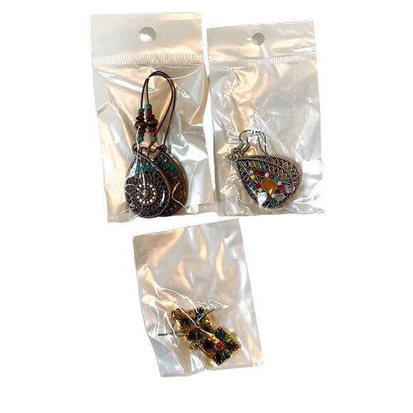 Women's Bohemian Beaded Metal Dangle Earrings - Picture 1 of 4
